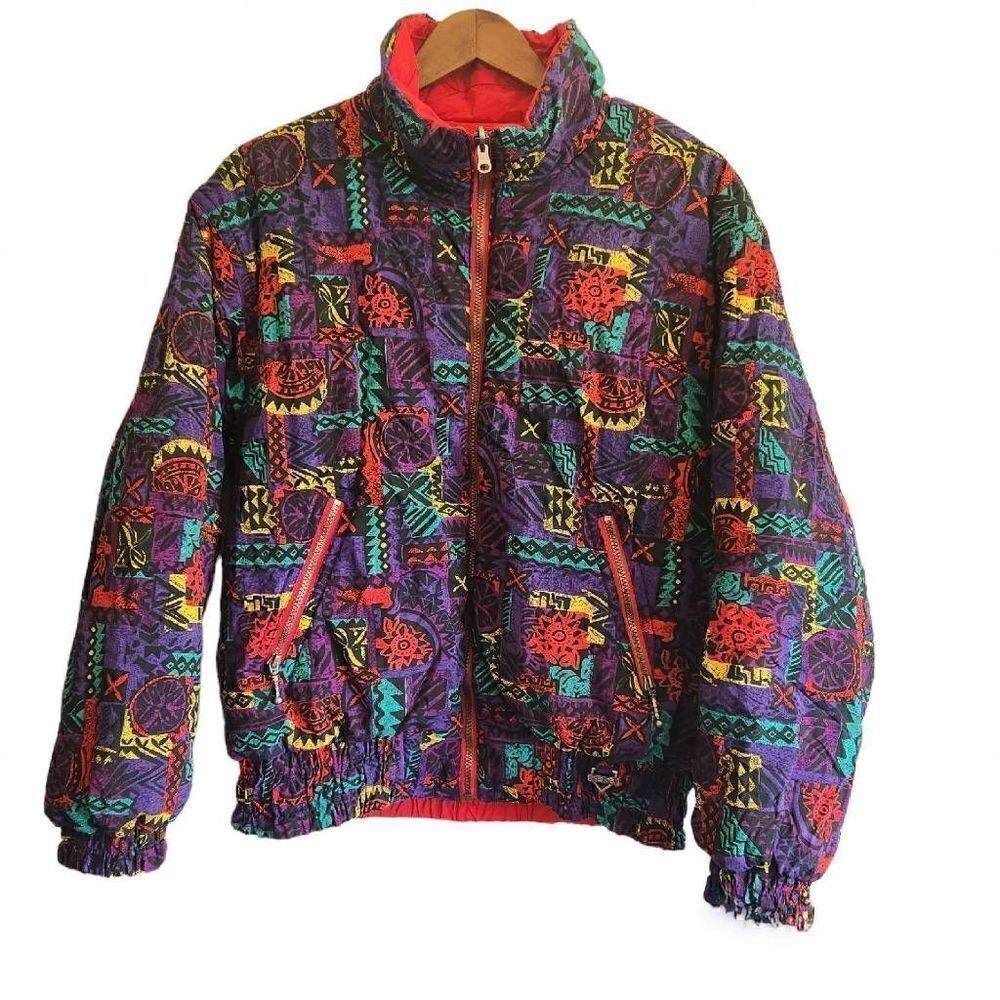 ‎Vintage Fera Retro Women's Reversible Ski Bomber Puffer Jacket Size 14